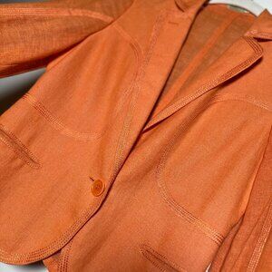 Bright Orange Linen Blazer – Size S